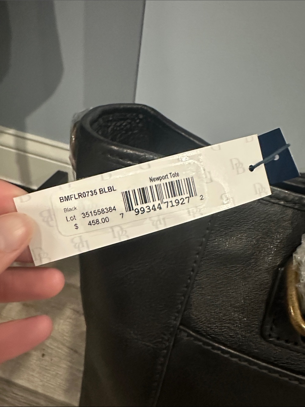 Dooney and Bourke-Black Leather Tote Bag - Picture 3 of 8